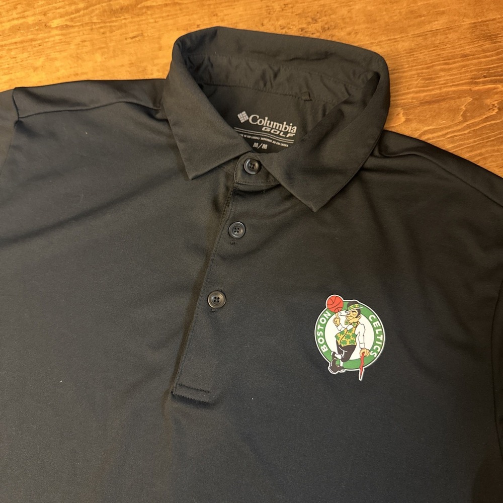 Boston Celtics Columbia‎ Golf Men's Polo Short Sleeve Shirt Size Medium Black